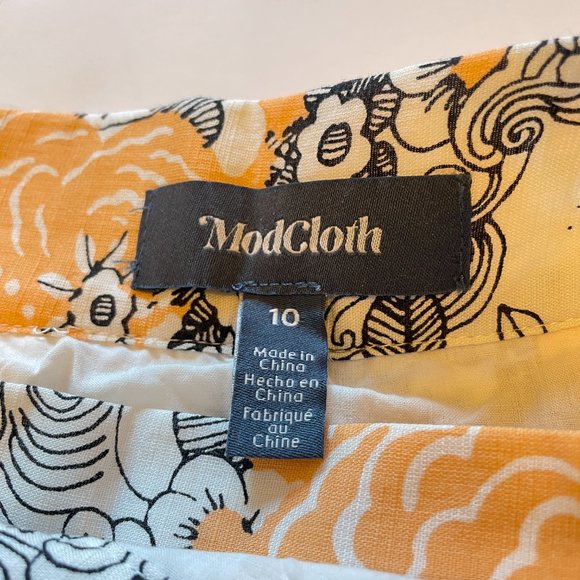 Modcloth Peeking at Perfection A-Line Skirt Cotton Floral Peach Orange NWT - Picture 8 of 11
